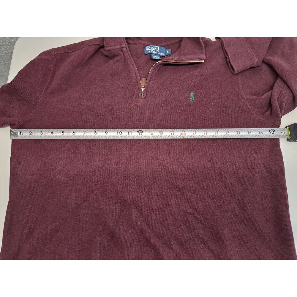 Polo Ralph Lauren 1/4 Zip Pullover Sweater Large Men XL Burgundy Pony Logo - Picture 5 of 5